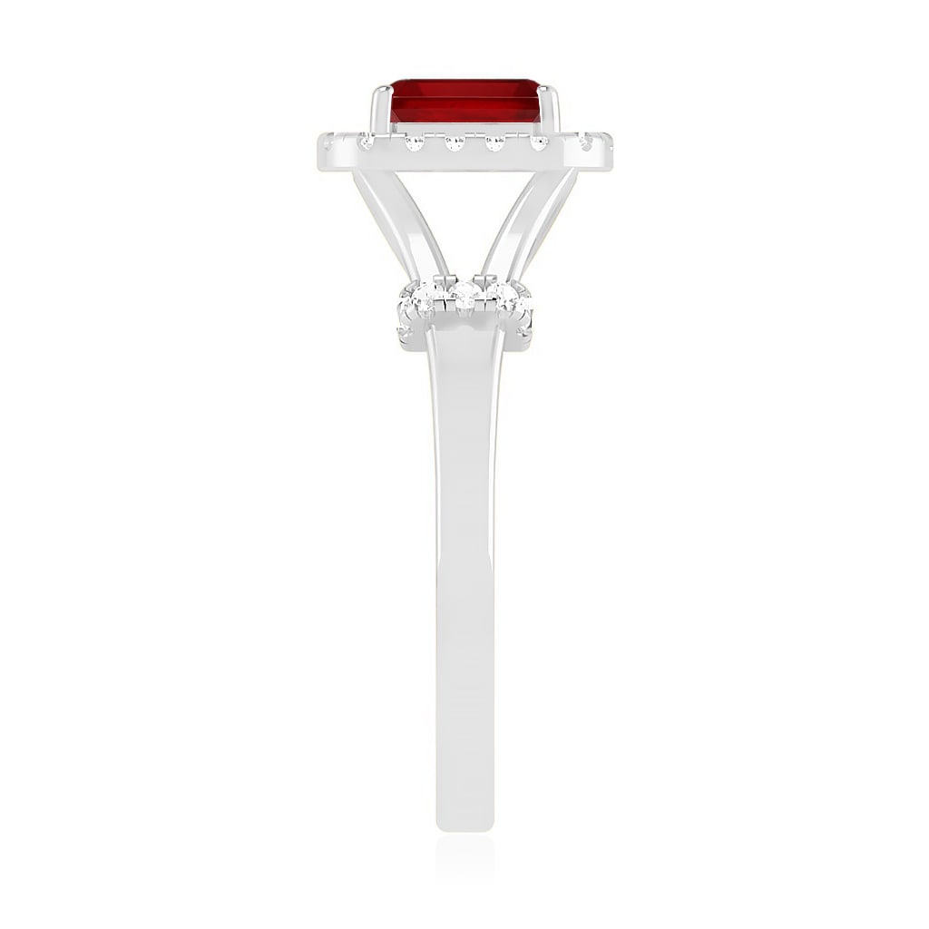 Natural Ruby Gemstone & Lab Grown Diamonds Silver Ring - 5