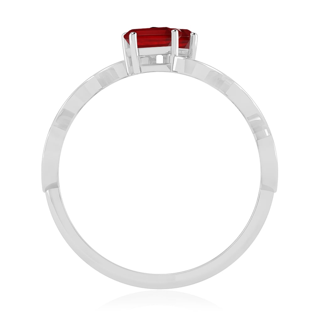Natural Ruby Gemstone & Lab Grown Diamonds Silver Ring - 5