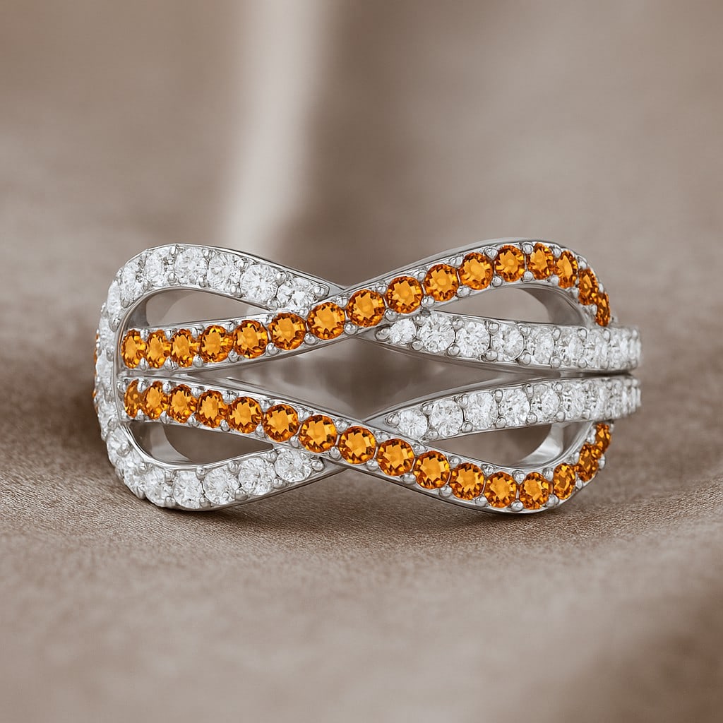 Natural Citrine Gemstone & Lab Grown Diamonds Silver Ring: Natural Citrine Gemstone & Lab Grown Diamonds Silver Ring Jewelry Type : Ring Gemstone : Natural Citrine Gemstone Shape : Round Gemstone Size : 1.4 MM, 1.3MM, 1.1 MM Gemstone Quantity : 36,1 , 1 Pi