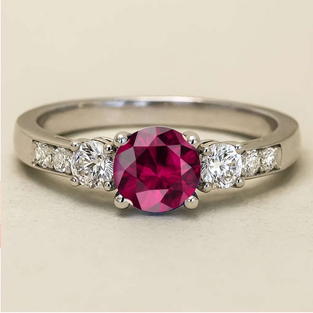 Natural Ruby Gemstone & Lab Grown Diamonds Silver Ring: Natural Ruby Gemstone & Lab Grown Diamonds Silver Ring Jewelry Type : Ring Gemstone : Natural Ruby Gemstone Shape : Round Gemstone Size : 6 MM Gemstone Quantity : 1 Piece Diamond Type : L