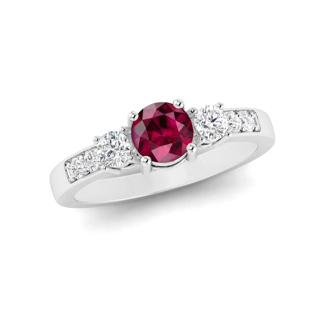 Natural Ruby Gemstone & Lab Grown Diamonds Silver Ring - 2
