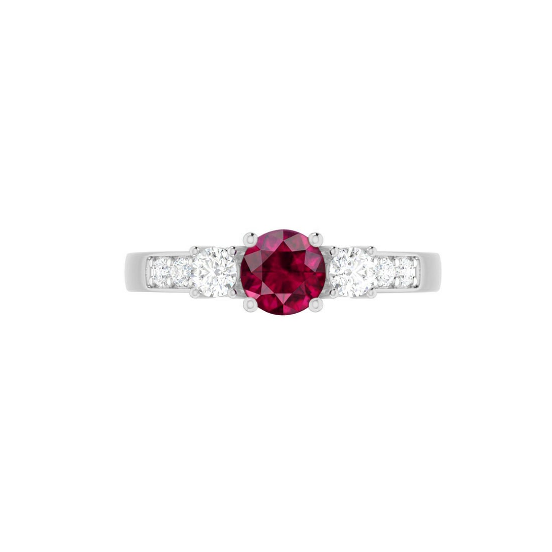 Natural Ruby Gemstone & Lab Grown Diamonds Silver Ring - 4