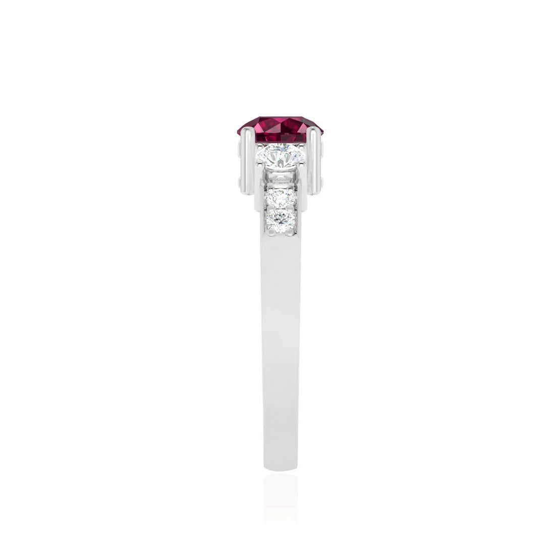 Natural Ruby Gemstone & Lab Grown Diamonds Silver Ring - 5