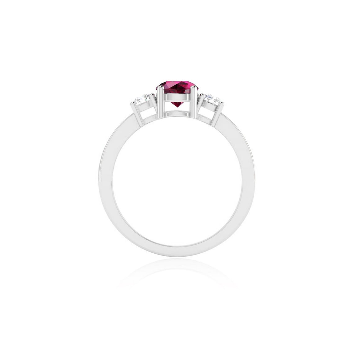 Natural Ruby Gemstone & Lab Grown Diamonds Silver Ring - 6