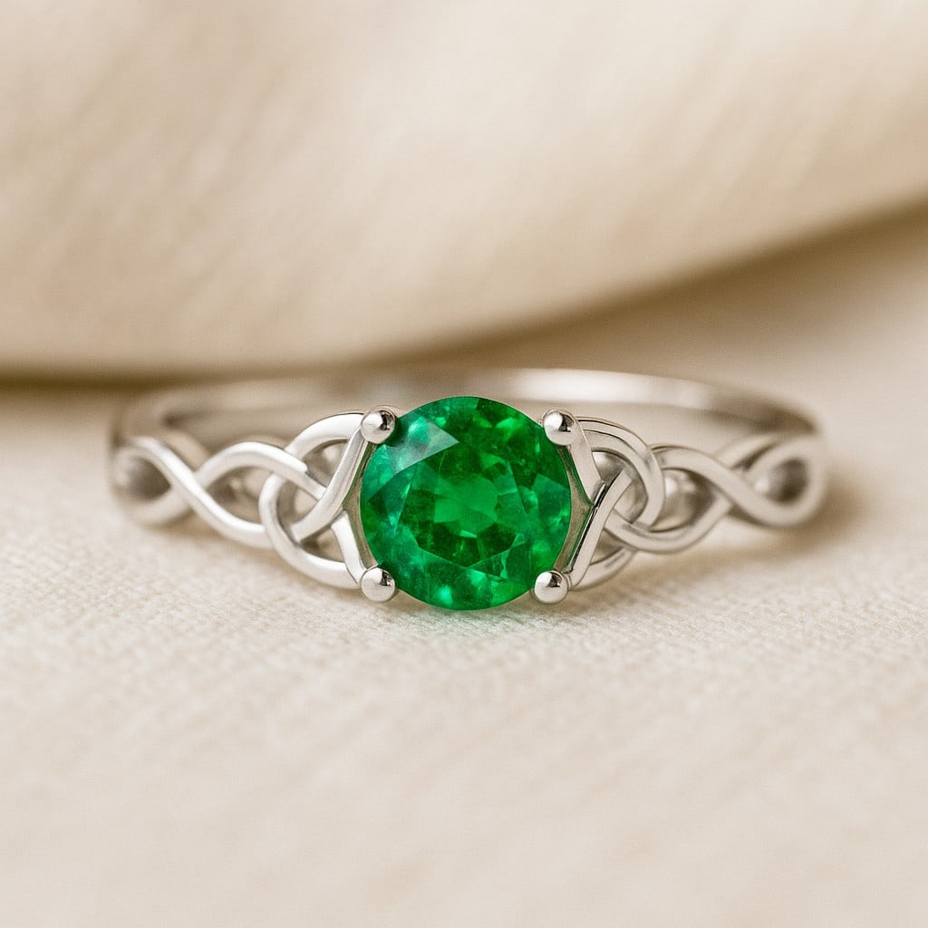 Lab Grown Emerald Gemstone 92.5 Sterling Silver Ring: Lab Grown Emerald Gemstone 92.5 Sterling Silver Ring Jewelry Type : Ring Gemstone : Lab Grown Emerald Gemstone Shape : Round Gemstone Size : 6 MM Gemstone Quantity : 1 Piece Metal : Silve