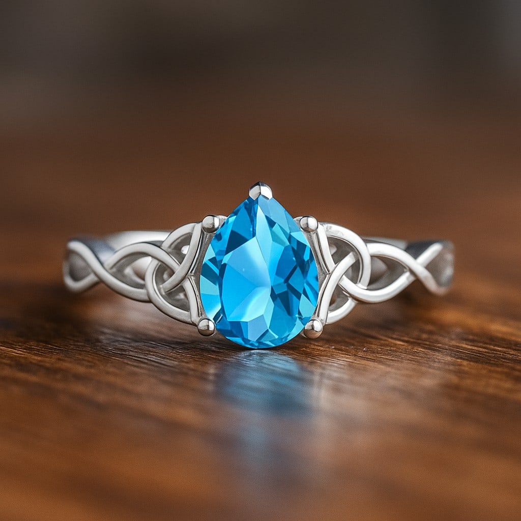 Natural Swiss Blue Topaz Gemstone 92.5 Sterling Silver Ring: Natural Swiss Blue Topaz Gemstone 92.5 Sterling Silver Ring Jewelry Type : Ring Gemstone : Natural Swiss Blue Topaz Gemstone Shape : Pear Gemstone Size : 8x6 MM Gemstone Quantity : 1 Piece M