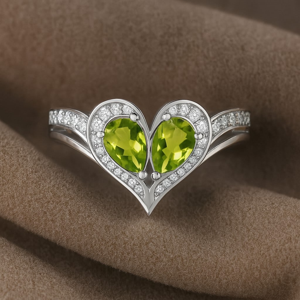 Natural Peridot Gemstone 92.5 Sterling Silver Ring: Natural Peridot Gemstone 92.5 Sterling Silver Ring Jewelry Type : Ring Gemstone : Natural Peridot Gemstone Shape : Pear Gemstone Size : 6x4 MM Gemstone Quantity : 2 Pieces Diamond Type :