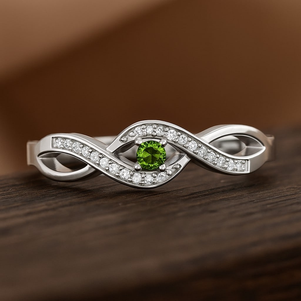 Natural Peridot Gemstone & Lab Grown Diamonds Silver Ring: Natural Peridot Gemstone & Lab Grown Diamonds Silver Ring Jewelry Type : Ring Gemstone : Natural Peridot Gemstone Shape : Round Gemstone Size : 2.2 MM Gemstone Quantity : 1 Piece Diamond Typ