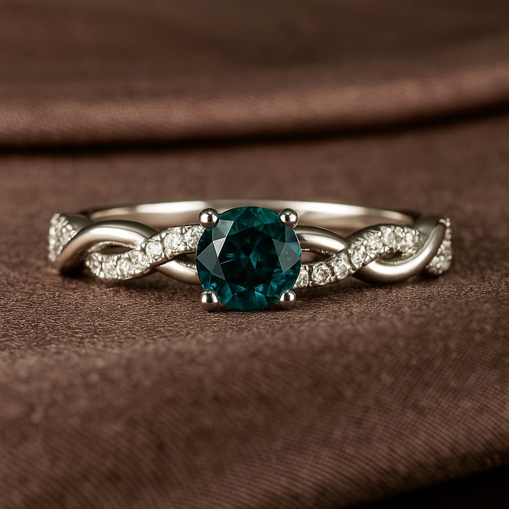 Natural London Blue Topaz Gemstone & Lab Grown Diamonds Silver Ring: Natural London Blue Topaz Gemstone & Lab Grown Diamonds Silver Ring Jewelry Type : Ring Gemstone : Natural London Blue Topaz Gemstone Shape : Round Gemstone Size : 5 MM Gemstone Quantity : 1 Piece<
