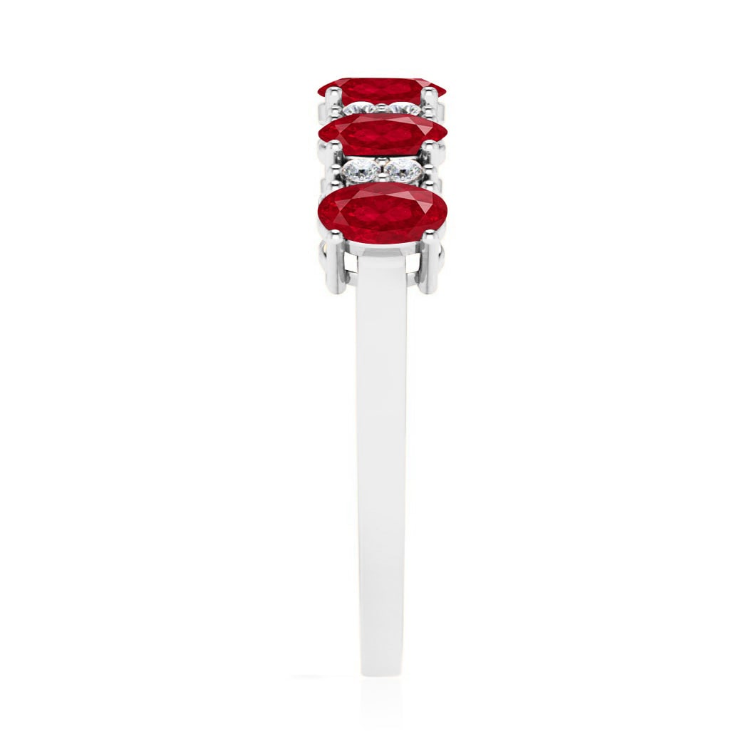 Natural Ruby Gemstone & Lab Grown Diamonds Silver Ring - 5
