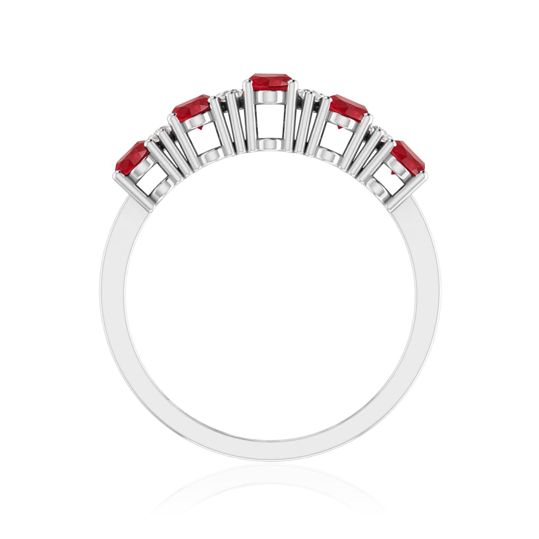 Natural Ruby Gemstone & Lab Grown Diamonds Silver Ring - 6