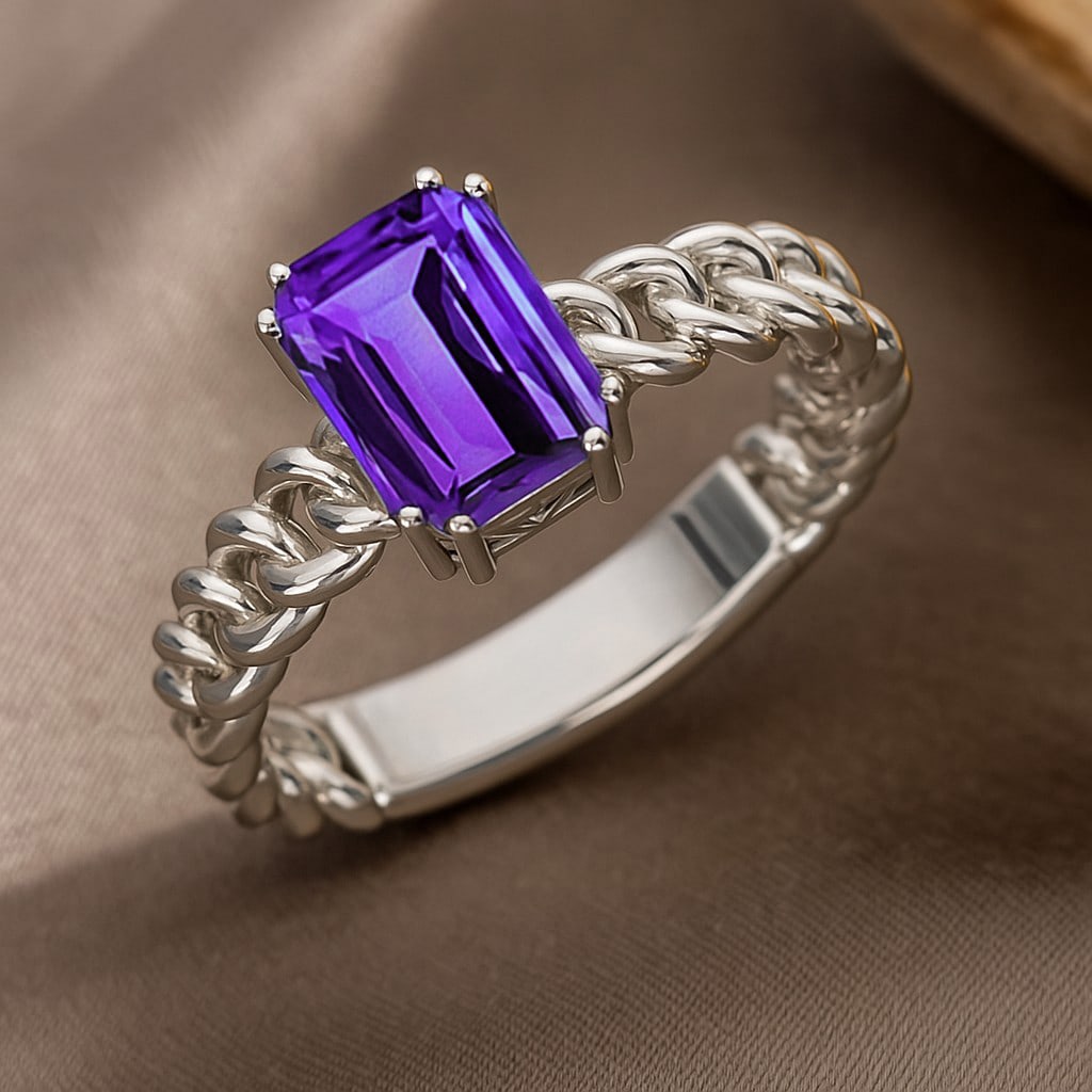 Natural Tanzanite Gemstone 92.5 Sterling Silver Ring: Natural Tanzanite Gemstone 92.5 Sterling Silver Ring Jewelry Type : Ring Gemstone : Natural Tanzanite Gemstone Shape : Emerald Gemstone Size : 8x6 MM Gemstone Quantity : 1 Piece Metal : S