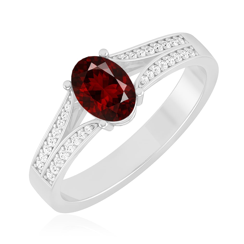 Natural Ruby Gemstone & Lab Grown Diamonds Silver Ring - 2