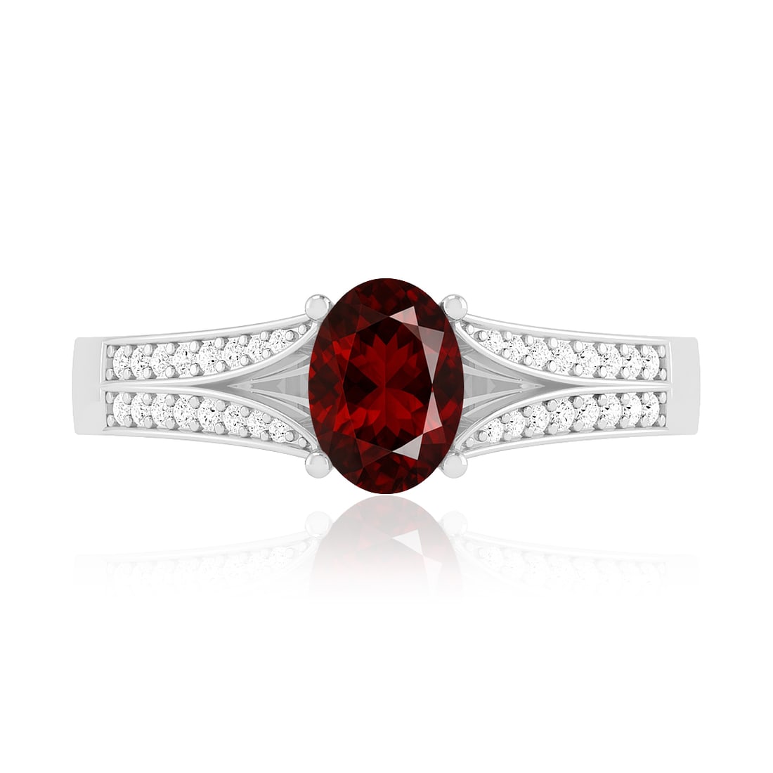 Natural Ruby Gemstone & Lab Grown Diamonds Silver Ring - 4
