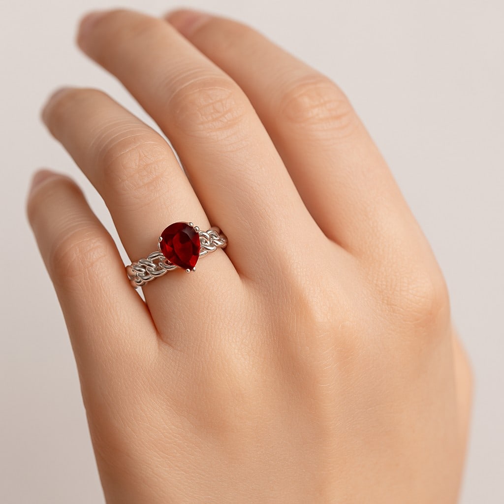 Natural Ruby Gemstone 92.5 Sterling Silver Ring - 3