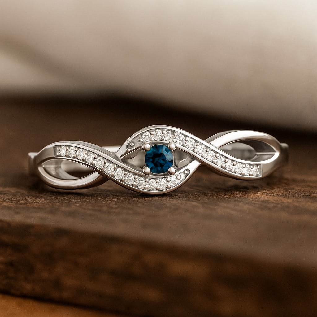 Natural London Blue Topaz Gemstone & Lab Grown Diamonds Silver Ring: Natural London Blue Topaz Gemstone & Lab Grown Diamonds Silver Ring Jewelry Type : Ring Gemstone : Natural London Blue Topaz Gemstone Shape : Round Gemstone Size : 2.2 MM Gemstone Quantity : 1 Piec