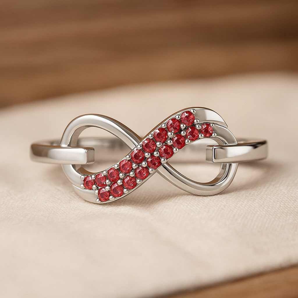 Natural Ruby Gemstone & Lab Grown Diamonds Silver Ring (1 of 7)