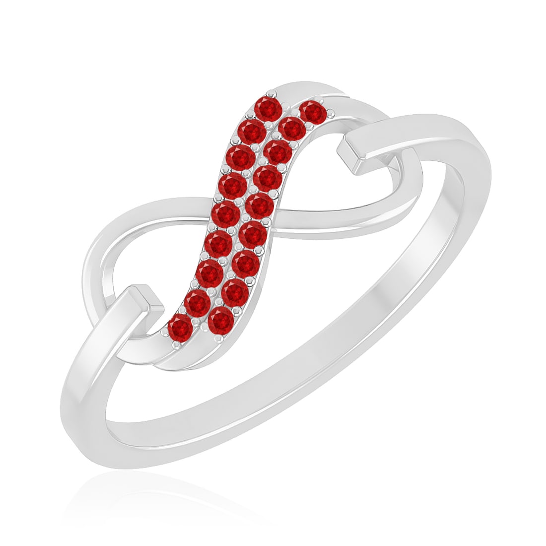 Natural Ruby Gemstone & Lab Grown Diamonds Silver Ring - 2