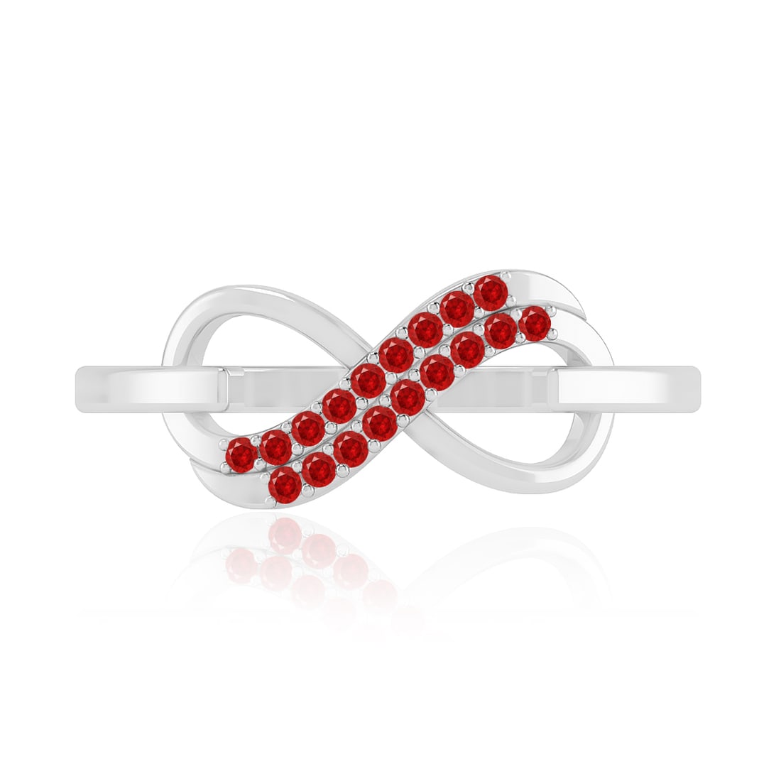 Natural Ruby Gemstone & Lab Grown Diamonds Silver Ring - 4