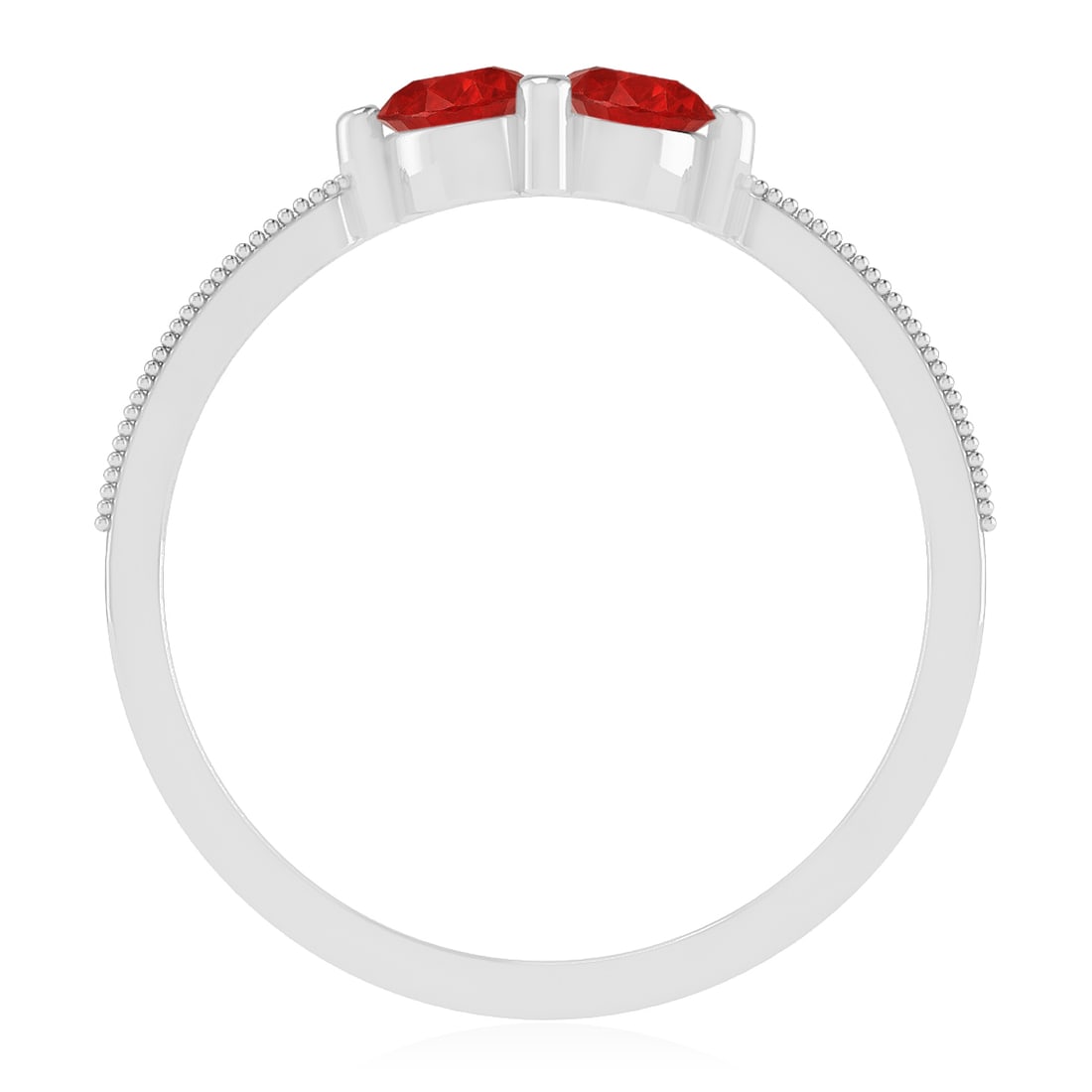 Natural Ruby Gemstone & Lab Grown Diamonds Silver Ring - 6