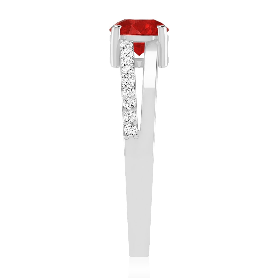 Natural Ruby Gemstone & Lab Grown Diamonds Silver Ring - 5