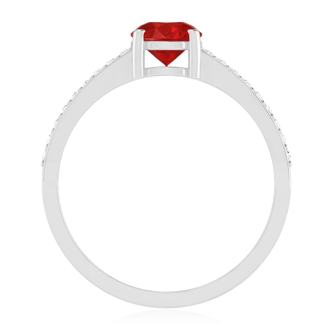 Natural Ruby Gemstone & Lab Grown Diamonds Silver Ring - 6