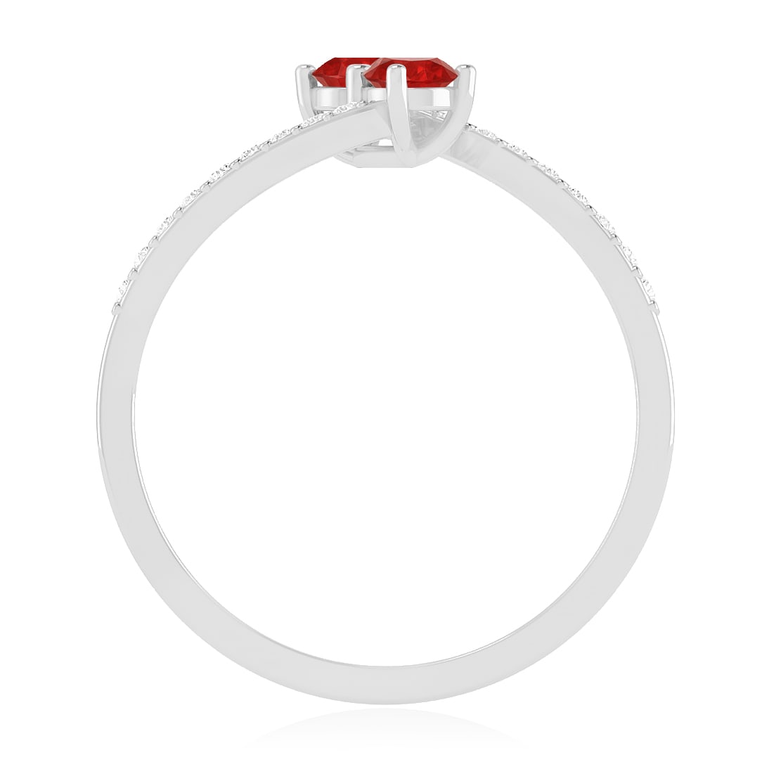 Natural Ruby Gemstone & Lab Grown Diamonds Silver Ring - 6