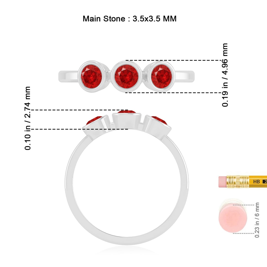 Natural Ruby Gemstone 92.5 Sterling Silver Ring - 7