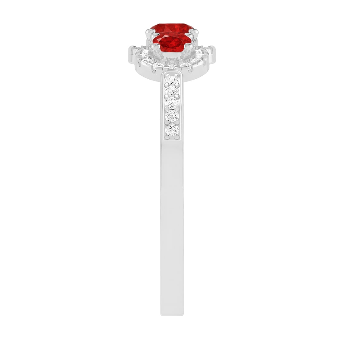 Natural Ruby Gemstone & Lab Grown Diamonds Silver Ring - 5