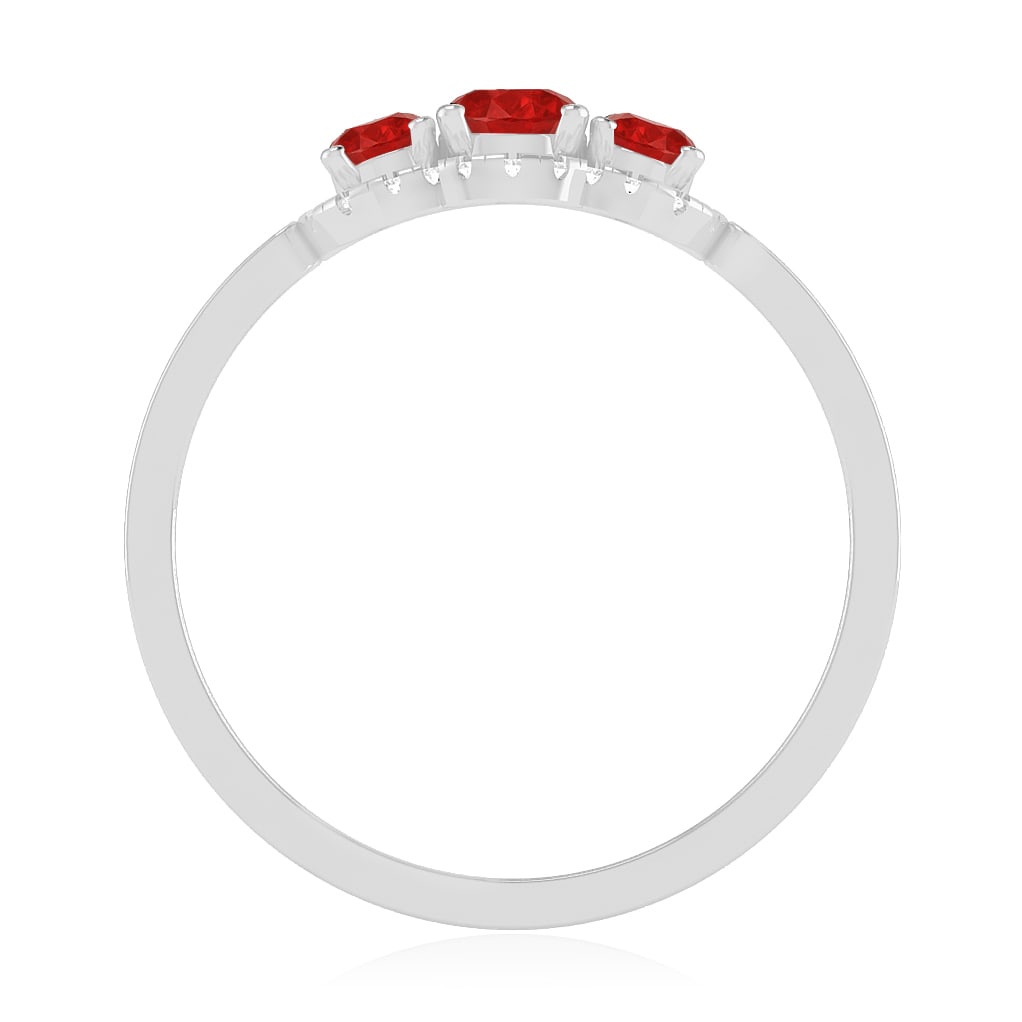 Natural Ruby Gemstone & Lab Grown Diamonds Silver Ring - 6