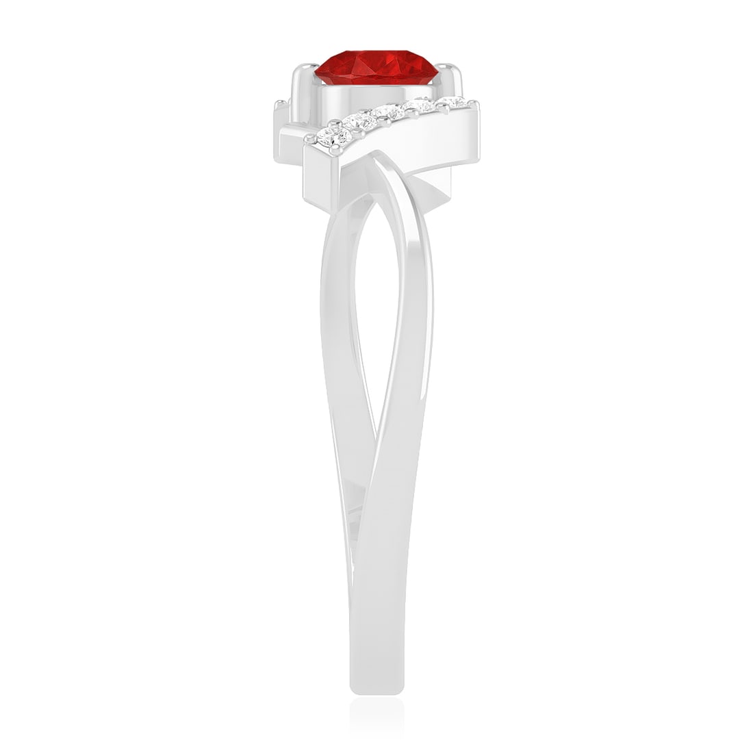 Natural Ruby Gemstone & Lab Grown Diamonds Silver Ring - 5