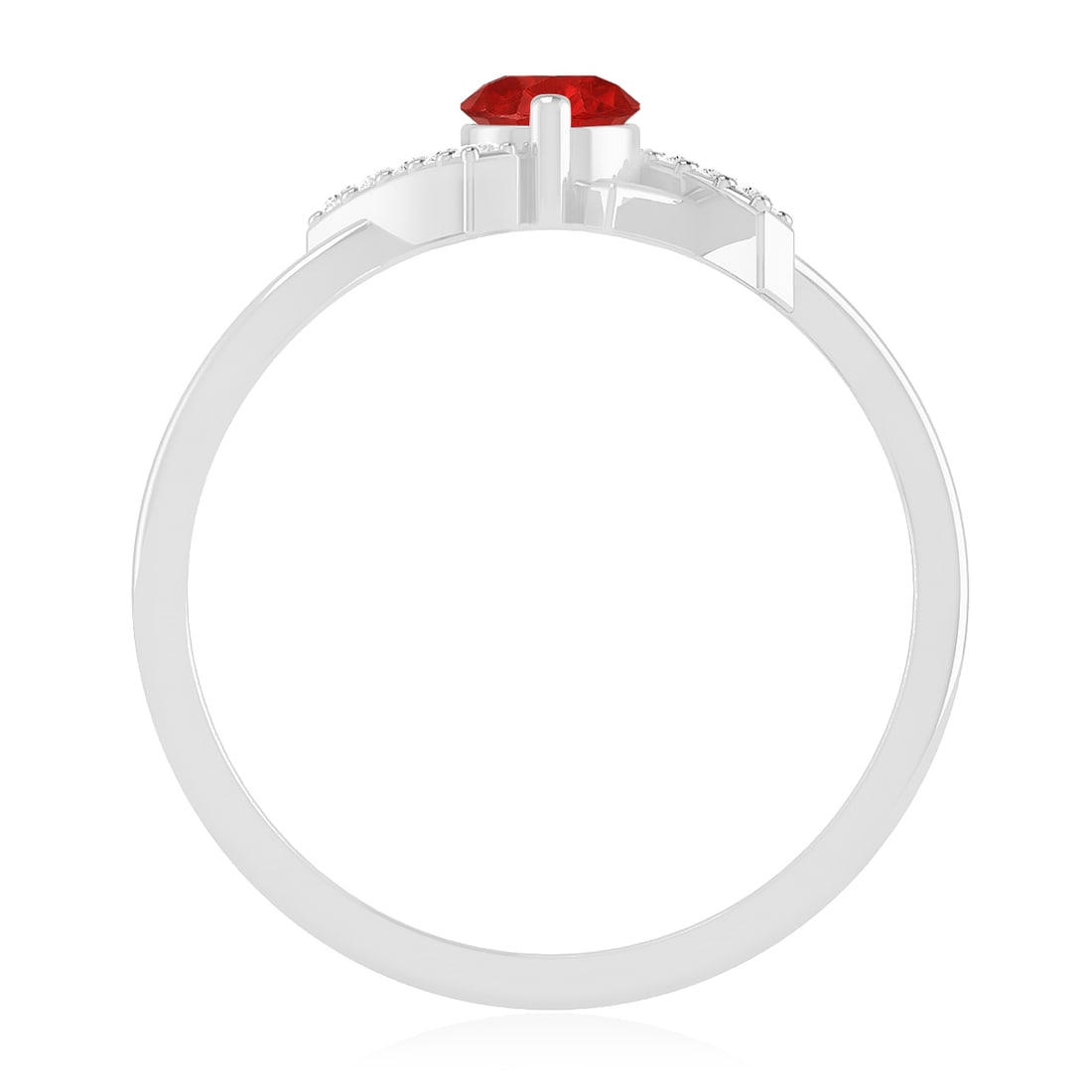 Natural Ruby Gemstone & Lab Grown Diamonds Silver Ring - 6