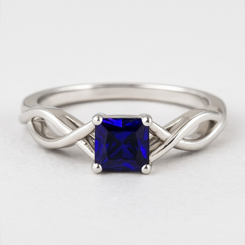 Natural Blue Sapphire Gemstone 92.5 Sterling Silver Ring: Natural Blue Sapphire Gemstone 92.5 Sterling Silver Ring Jewelry Type : Ring Gemstone : Natural Blue Sapphire Gemstone Shape : Emerald Square Gemstone Size : 5 MM Gemstone Quantity : 1 Piece Metal :