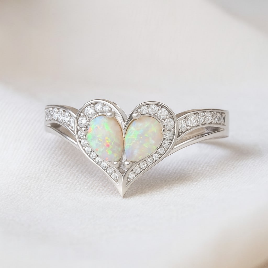 Natural Opal Gemstone 92.5 Sterling Silver Ring: Natural Opal Gemstone 92.5 Sterling Silver Ring Jewelry Type : Ring Gemstone : Natural Opal Gemstone Shape : Pear Gemstone Size : 6x4 MM Gemstone Quantity : 2 Pieces Diamond Type : Lab Gr