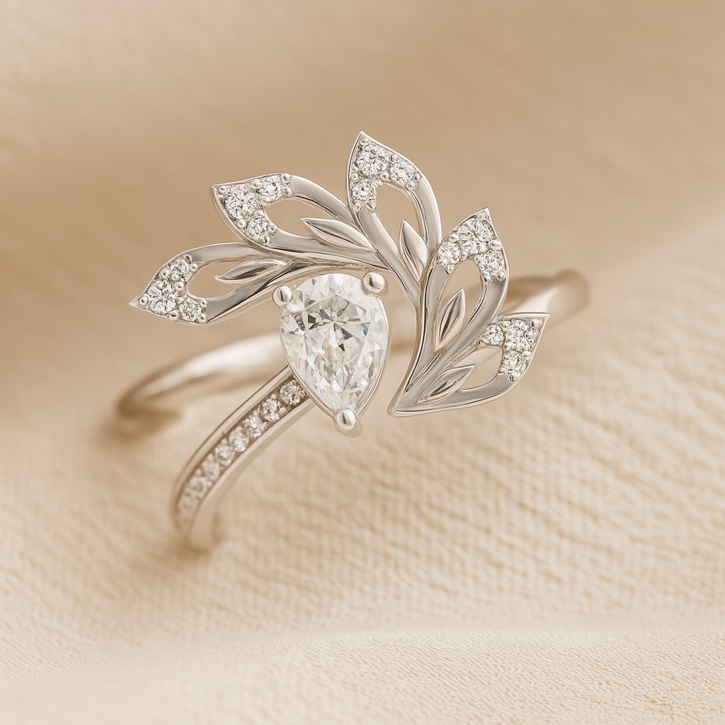 Lab Grown Diamond 92.5 Sterling Silver Ring: Lab Grown Diamond 92.5 Sterling Silver Ring Jewelry Type : Ring Gemstone : Lab Grown Diamond Gemstone Shape : Pear Gemstone Size : 6x4 MM Gemstone Quantity : 1 Piece Diamond Type : Lab Gr