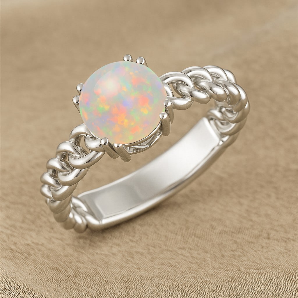 Natural Opal Gemstone 92.5 Sterling Silver Ring (1 of 7)
