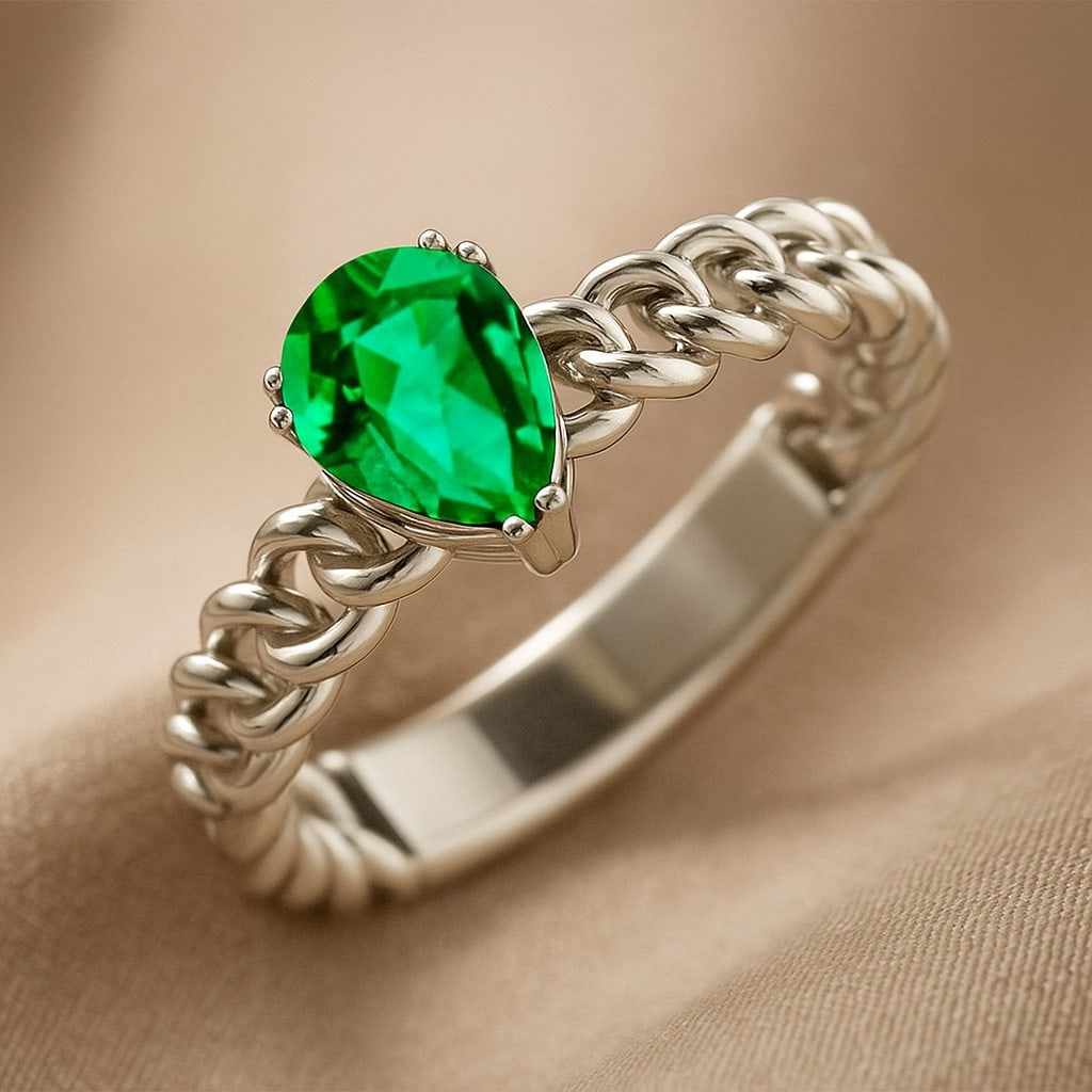 Lab Grown Emerald Gemstone 92.5 Sterling Silver Ring: Lab Grown Emerald Gemstone 92.5 Sterling Silver Ring Jewelry Type : Ring Gemstone : Lab Grown Emerald Gemstone Shape : Pear Gemstone Size : 8x6 MM Gemstone Quantity : 1 Piece Metal : Silver Metal