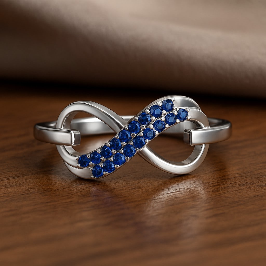 Natural Blue Sapphire Gemstone & Lab Grown Diamonds Silver Ring: Natural Blue Sapphire Gemstone & Lab Grown Diamonds Silver Ring Jewelry Type : Ring Gemstone : Natural Blue Sapphire Gemstone Shape : Round Gemstone Size : 1.2 MM Gemstone Quantity : 18 Pieces<