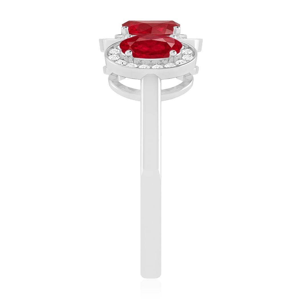 Natural Ruby Gemstone & Lab Grown Diamonds Silver Ring - 5