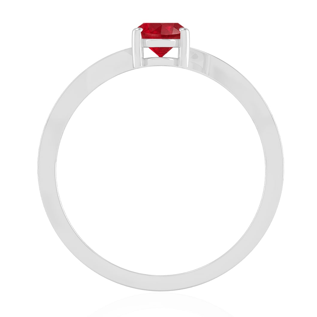 Natural Ruby Gemstone & Lab Grown Diamonds Silver Ring - 6