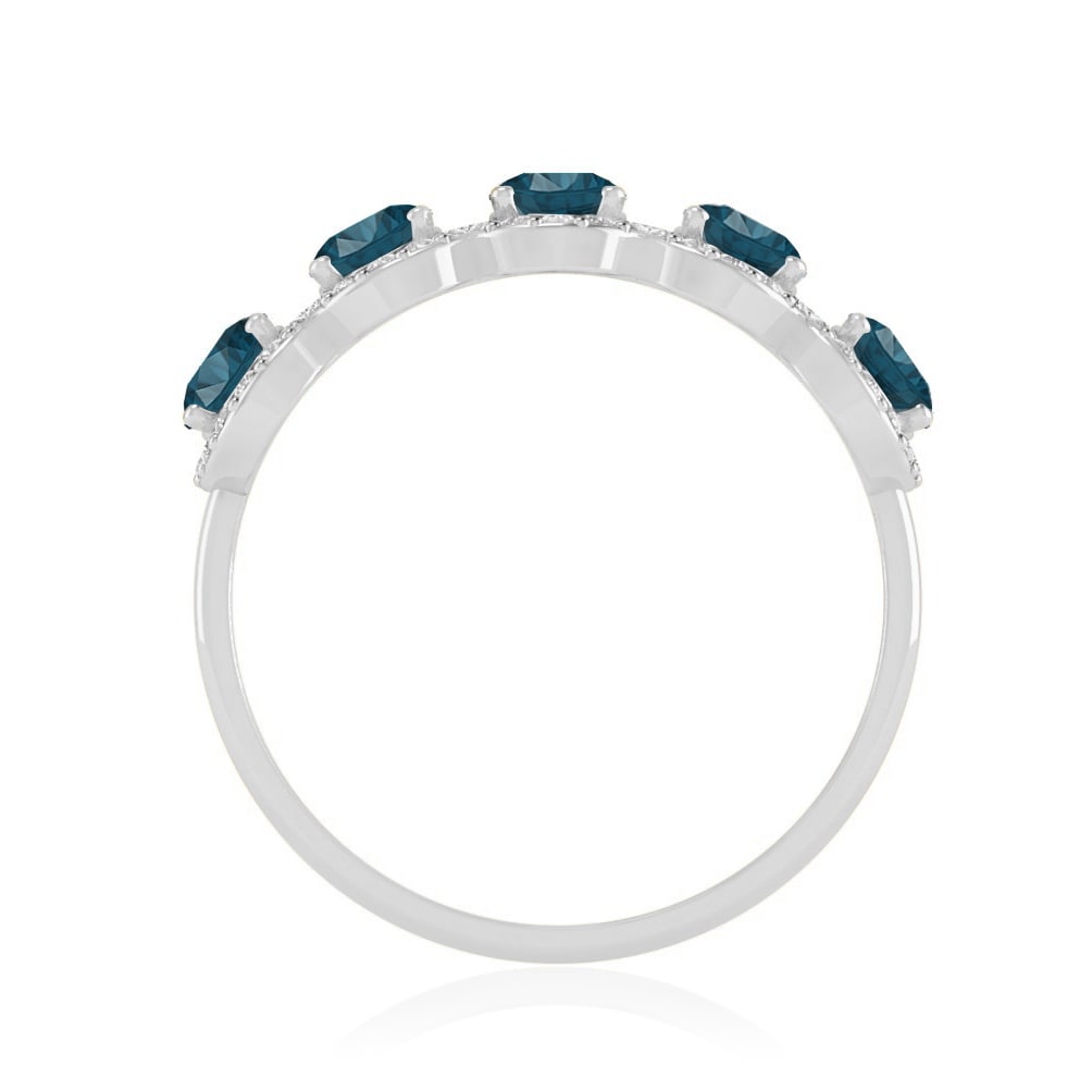 Natural London Blue Topaz Gemstone & Lab Grown Diamonds Silver Ring: Natural London Blue Topaz Gemstone & Lab Grown Diamonds Silver Ring Jewelry Type : Ring Gemstone : Natural London Blue Topaz Gemstone Shape : Round Gemstone Size : 4 MM Gemstone Quantity : 5 Pieces