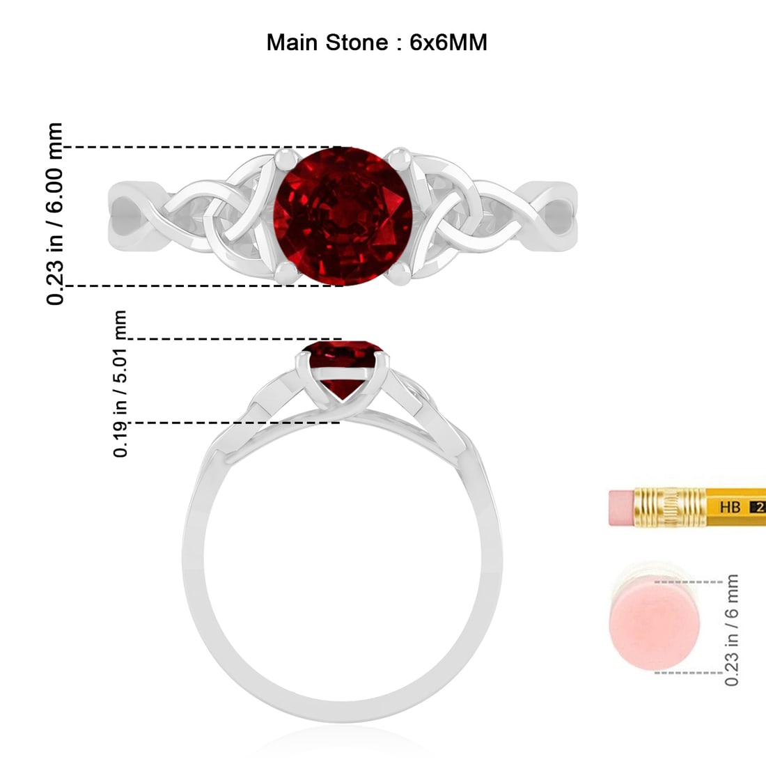 Natural Ruby Gemstone 92.5 Sterling Silver Ring - 7