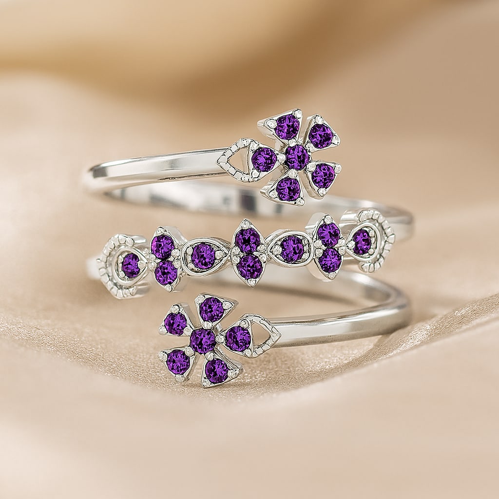 Natural Amethyst Gemstone 92.5 Sterling Silver Ring: Natural Amethyst Gemstone 92.5 Sterling Silver Ring Jewelry Type : Ring Gemstone : Natural Amethyst Gemstone Shape : Round Gemstone Size : 1.7 MM, 1.5 MM Gemstone Quantity : 2 Pieces, 20 Pieces Metal