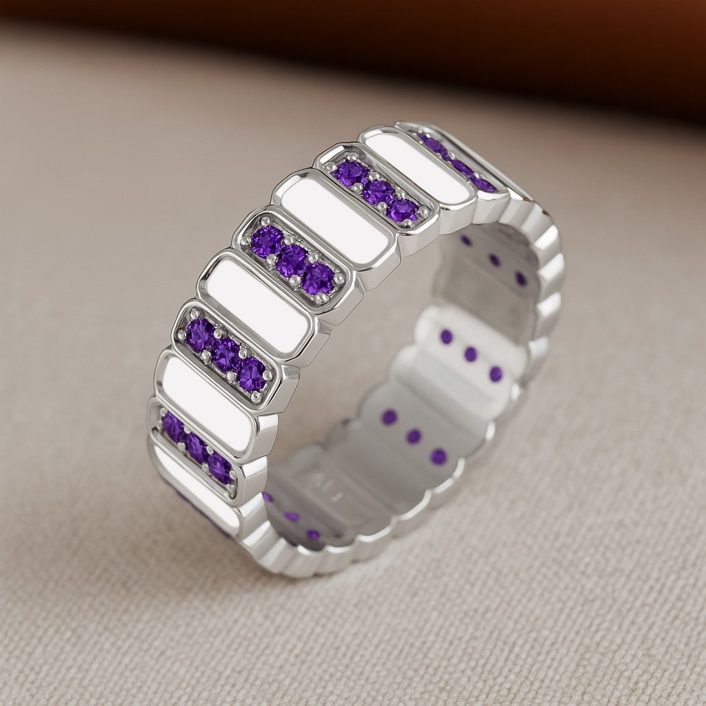 Natural Amethyst Gemstone 92.5 Sterling Silver Ring: Natural Amethyst Gemstone 92.5 Sterling Silver Ring Jewelry Type : Ring Gemstone : Natural Amethyst Gemstone Shape : Round Gemstone Size : 1.5 MM Gemstone Quantity : 36 Pieces Metal : Silver Metal