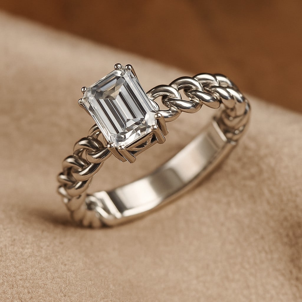 Lab Grown Diamond 92.5 Sterling Silver Ring: Lab Grown Diamond 92.5 Sterling Silver Ring Jewelry Type : Ring Gemstone : Lab Grown Diamond Gemstone Shape : Emerald Gemstone Size : 8x6 MM Gemstone Quantity : 1 Piece Diamond Type : Lab Grown