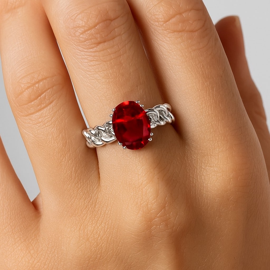 Natural Ruby Gemstone 92.5 Sterling Silver Ring - 3