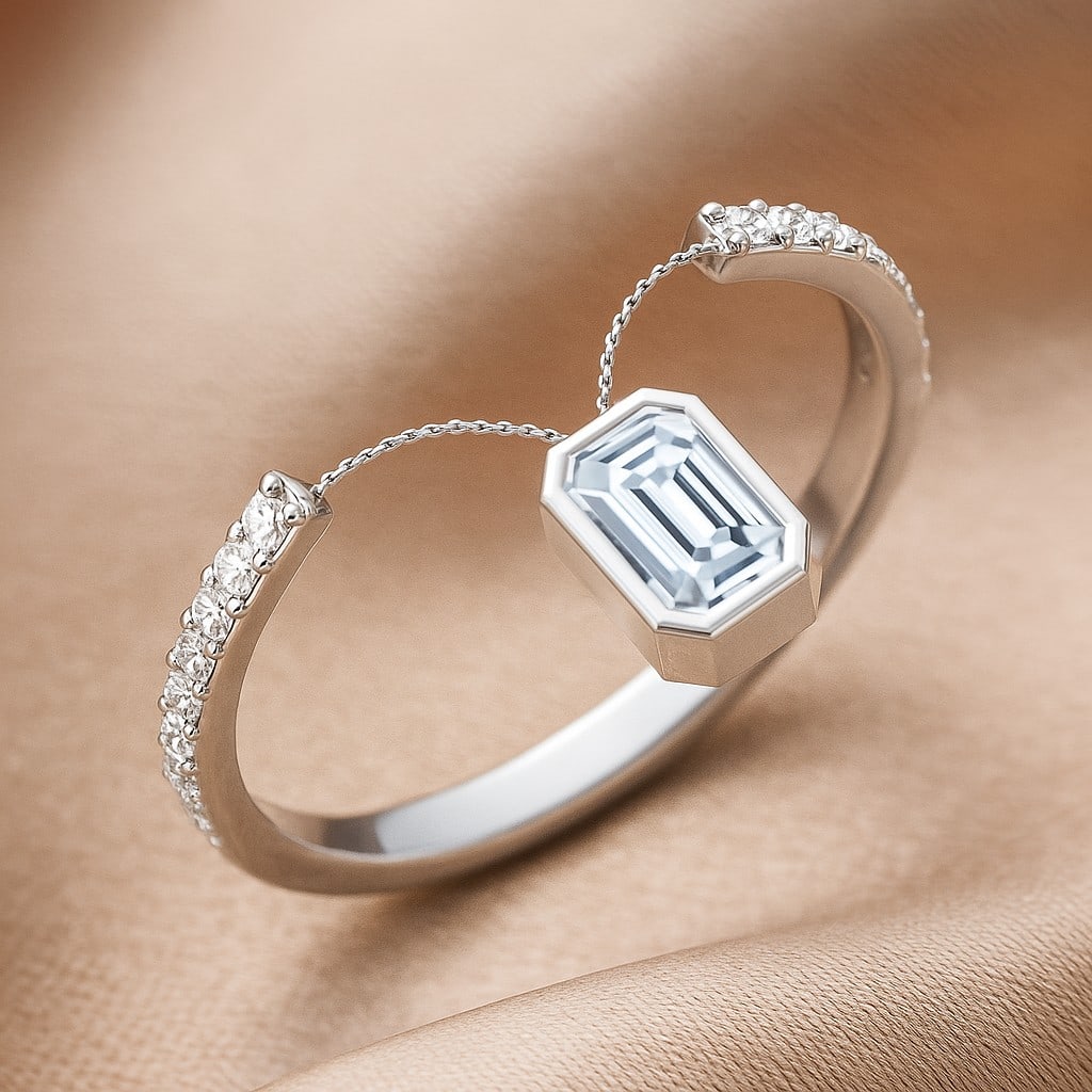 Lab Grown Diamond 92.5 Sterling Silver Ring: Lab Grown Diamond 92.5 Sterling Silver Ring Jewelry Type : Ring Gemstone : Lab Grown Diamond Gemstone Shape : Emerald Gemstone Size : 5x3 MM Gemstone Quantity : 1 Piece Diamond Type : Lab