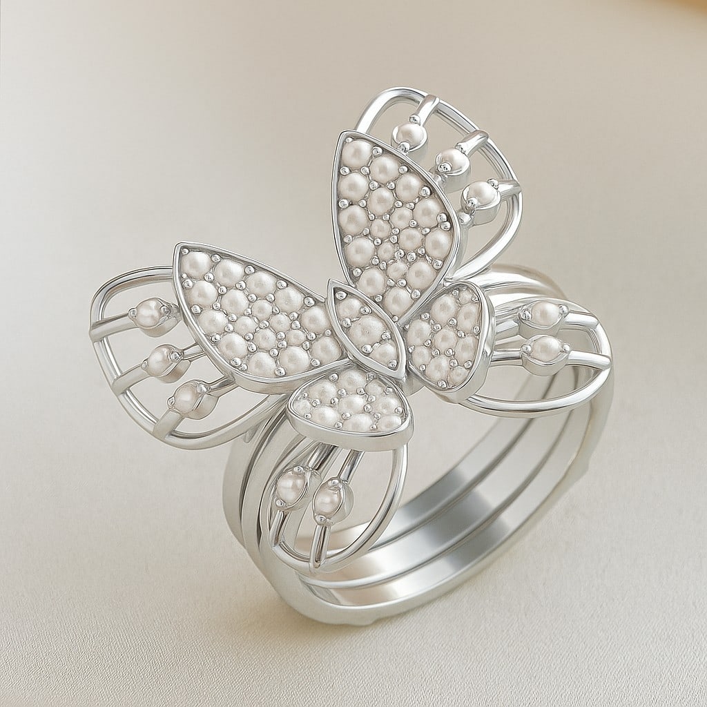 Natural Pearl Gemstone 92.5 Sterling Silver Ring (1 of 7)