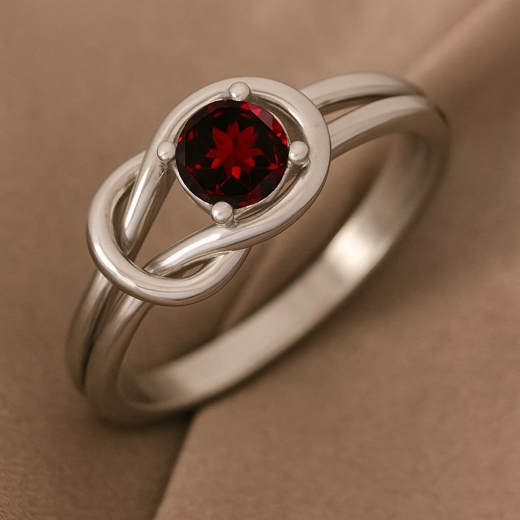 Natural Garnet Gemstone 92.5 Sterling Silver Ring (1 of 7)
