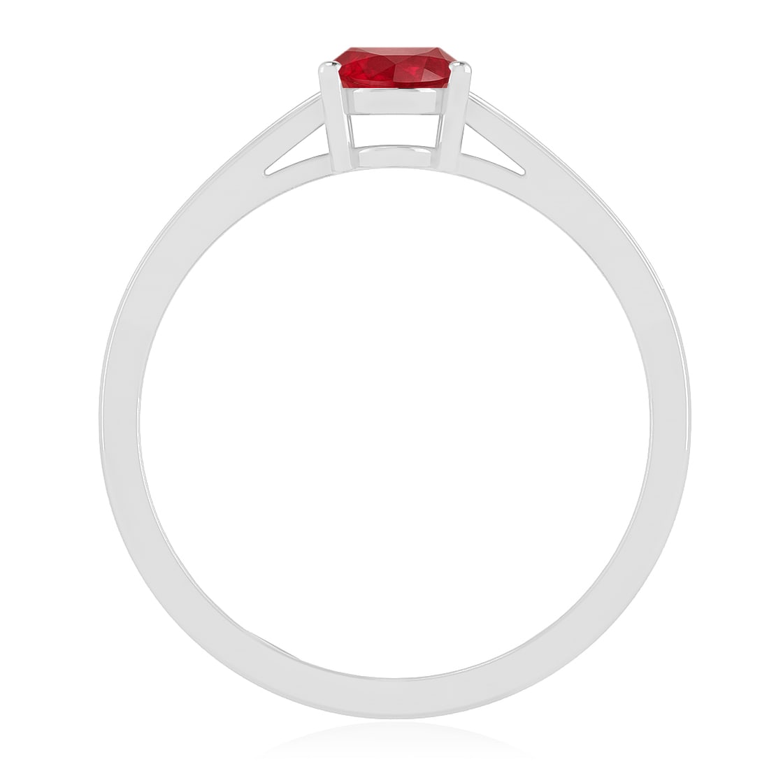 Natural Ruby Gemstone & Lab Grown Diamonds Silver Ring - 6